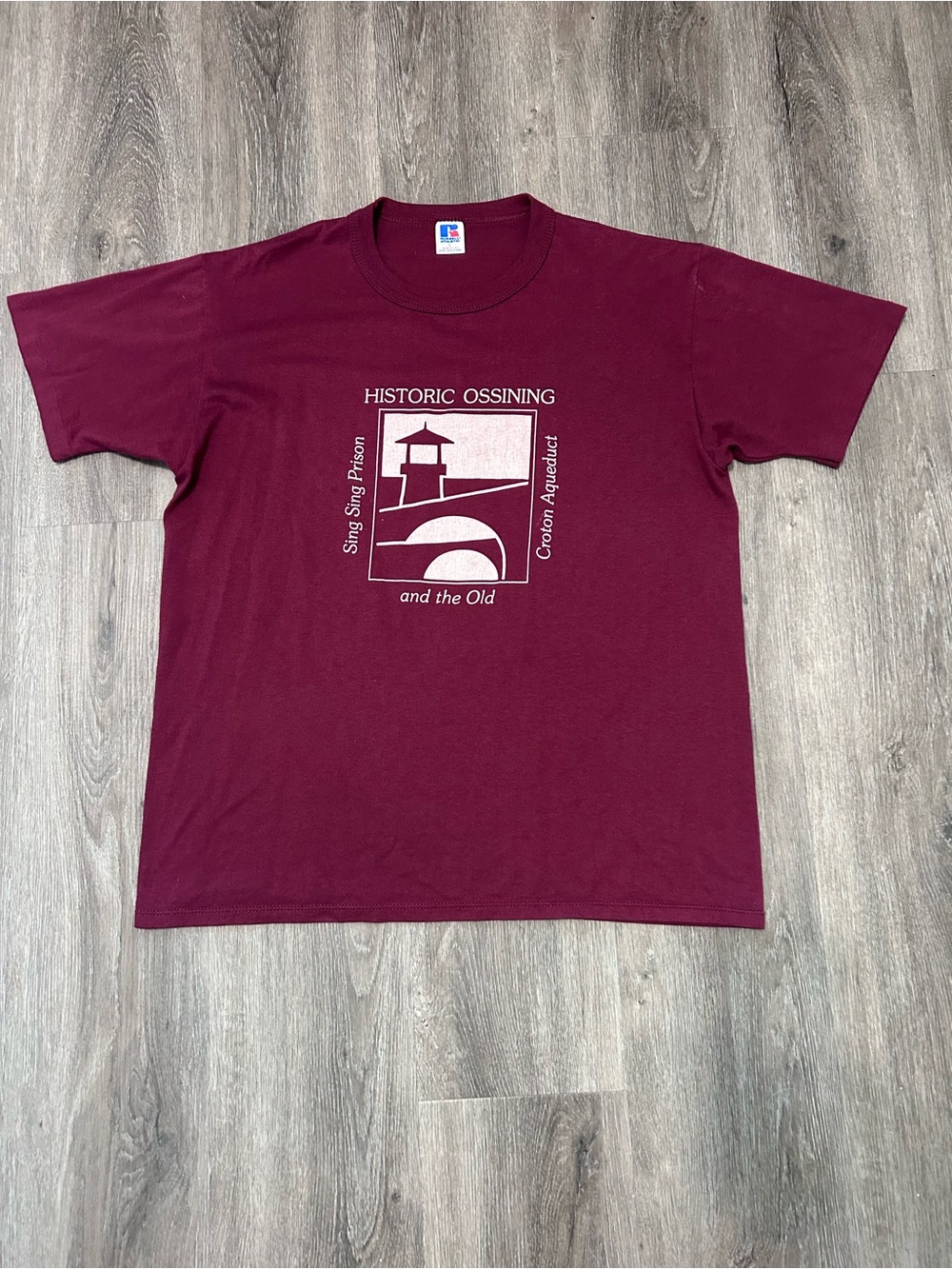 90s Sing Sing Prison Historic Ossining Croton Aqueduct Tee Sz L Russell Athletic